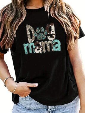 Dog Mama Leopard Print T-shirt, Pawsitively Amazing Mom Shirt